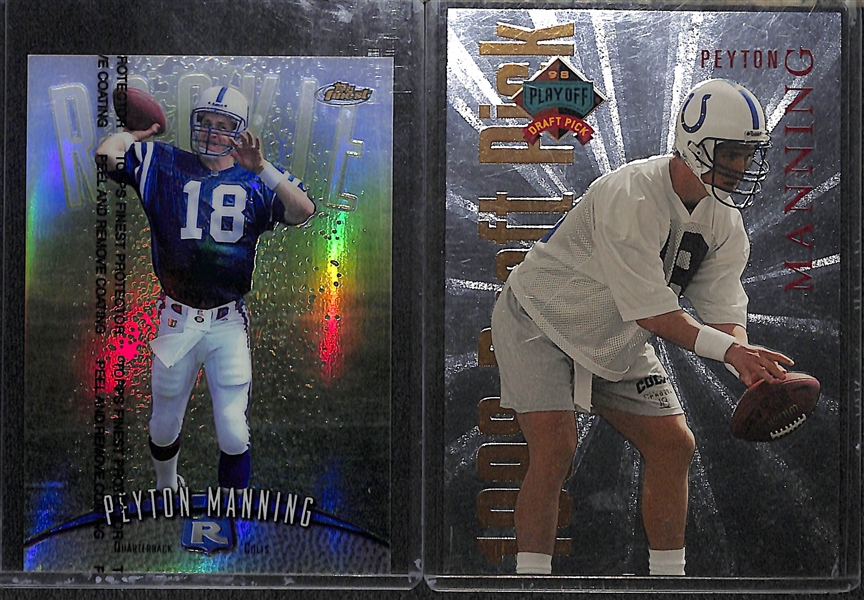 (8) Oversized Cards w. 1998 Peyton Manning Finest Rookie Refractor and Playoff Draft Pick,  1998 Mark McGwire Finest Refractor, 1999 Kurt Warner, + 