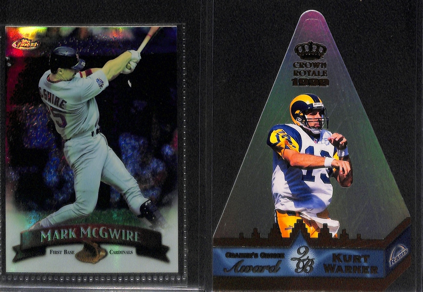 (8) Oversized Cards w. 1998 Peyton Manning Finest Rookie Refractor and Playoff Draft Pick,  1998 Mark McGwire Finest Refractor, 1999 Kurt Warner, + 