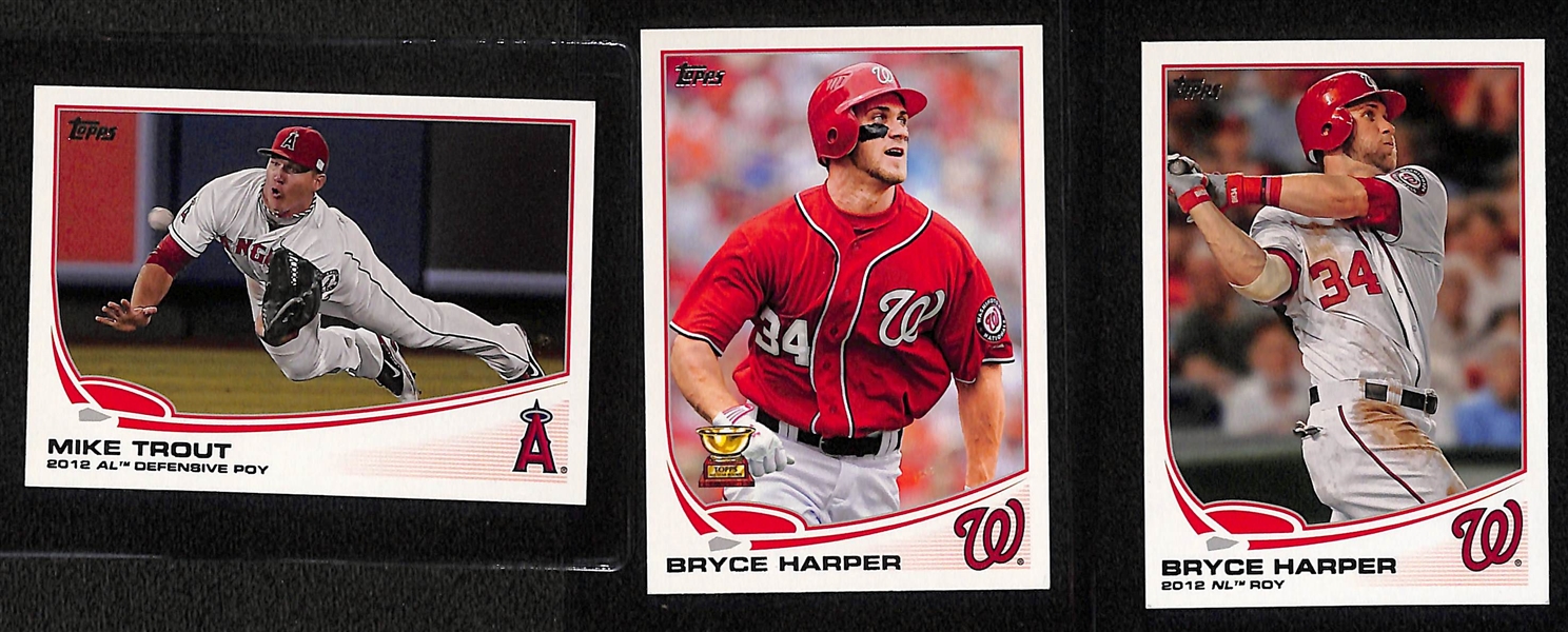 (9) Baseball Cards - (3) Kershaw w. (2) 2008 Bowman Rookies, (4) Mike Trout Cards, (2) Bryce Harper Cards