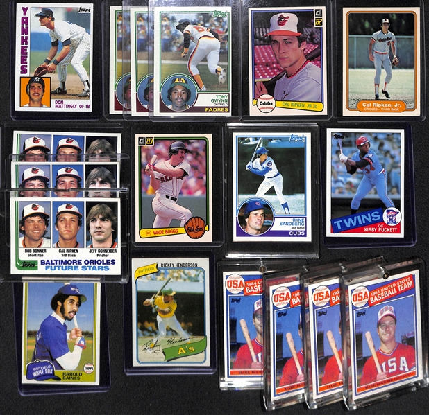 Lot of (18) 1980s Star & HOF Rookies Inc. Mattingly, Gwynn, Ripken, Boggs, Sandberg