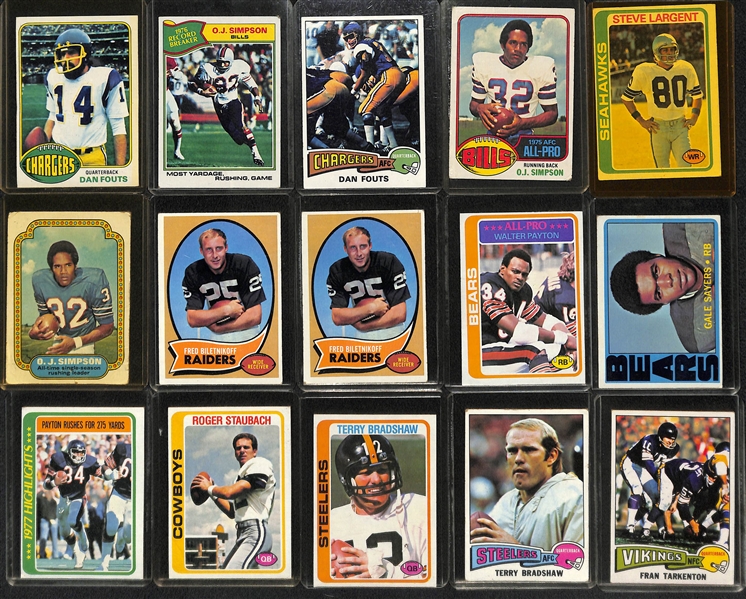  (150+) 1970s and 1980s Football Cards, lots of Stars Including Walter Payton, Montana, Sayers