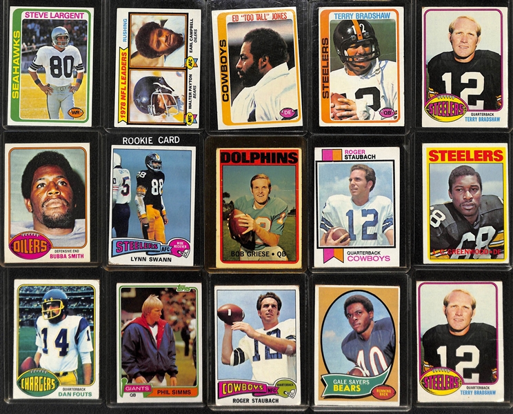  (150+) 1970s and 1980s Football Cards, lots of Stars Including Walter Payton, Montana, Sayers
