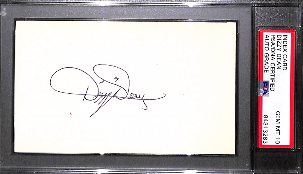 Dizzy Dean Autographed Index Card (PSA/DNA Encased - Autograph Grade 10 Gem Mint)