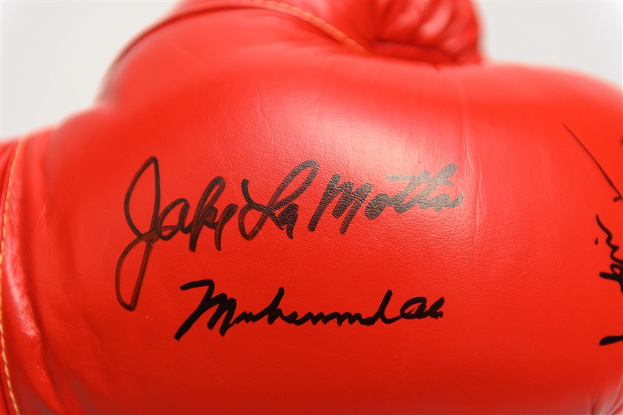 Muhammad Ali, Smokin Joe Frazier, Jake LaMotta signed Everlast Glove (Inc. Full JSA LOA)