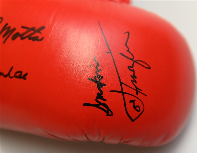 Muhammad Ali, Smokin Joe Frazier, Jake LaMotta signed Everlast Glove (Inc. Full JSA LOA)