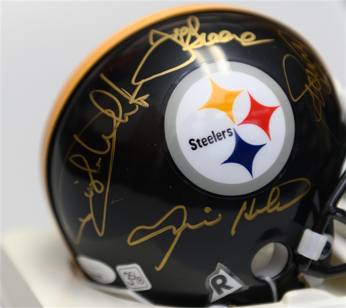 Pittsburgh Steelers Signed Steel Curtain Mini Helmet, Holmes, Greene, White, Greenwood w JSA COA