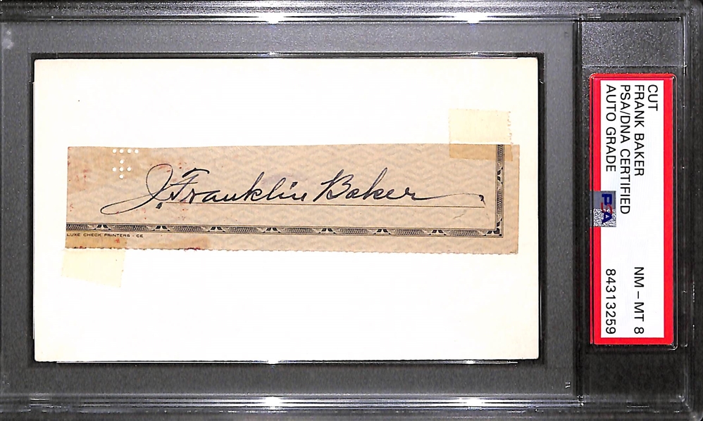 Frank Home Run Baker Autographed Cut Check (PSA/DNA Encased - Autograph Grade 8)