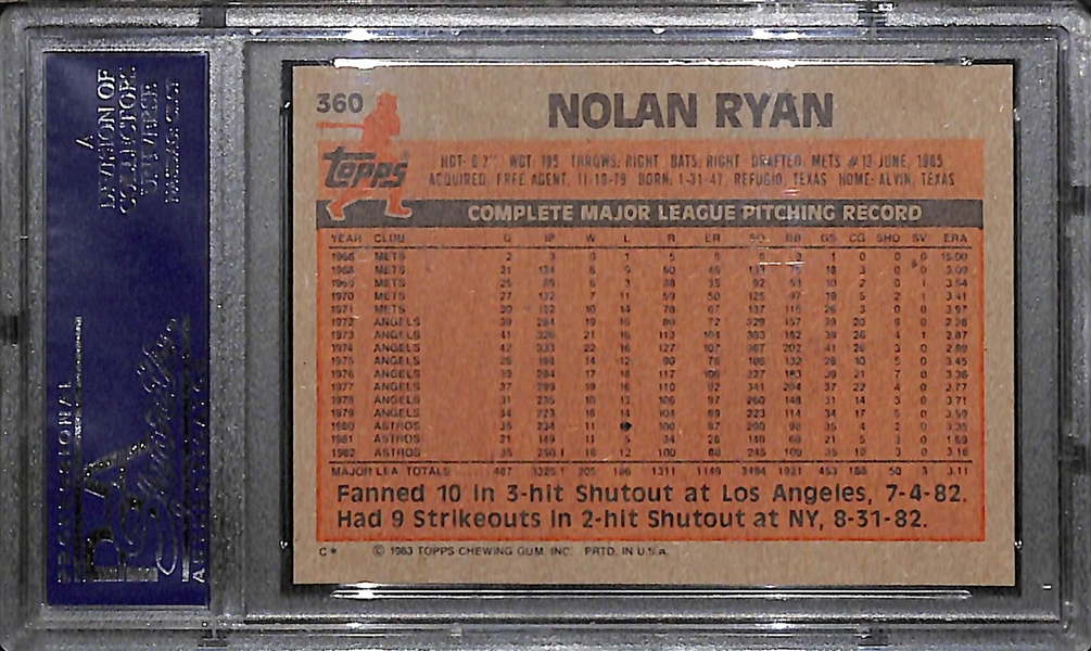 GEM MINT 1983 Topps Nolan Ryan #360 Graded PSA 10!