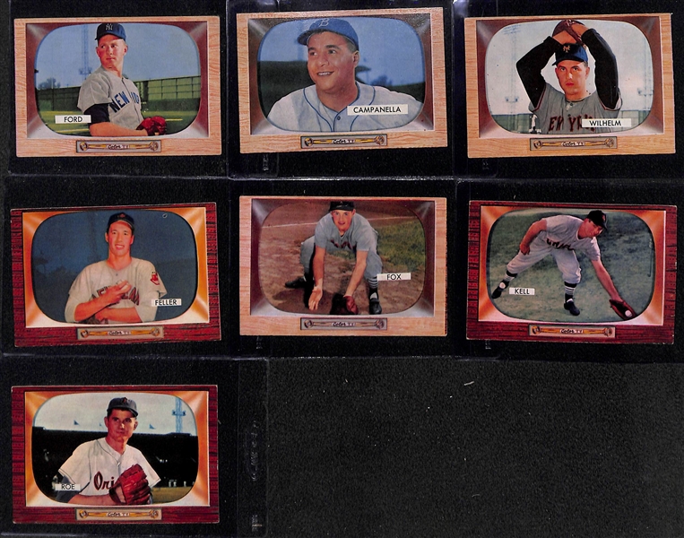 Lot of (130) 1955 Bowman Baseball Cards w. Whitey Ford