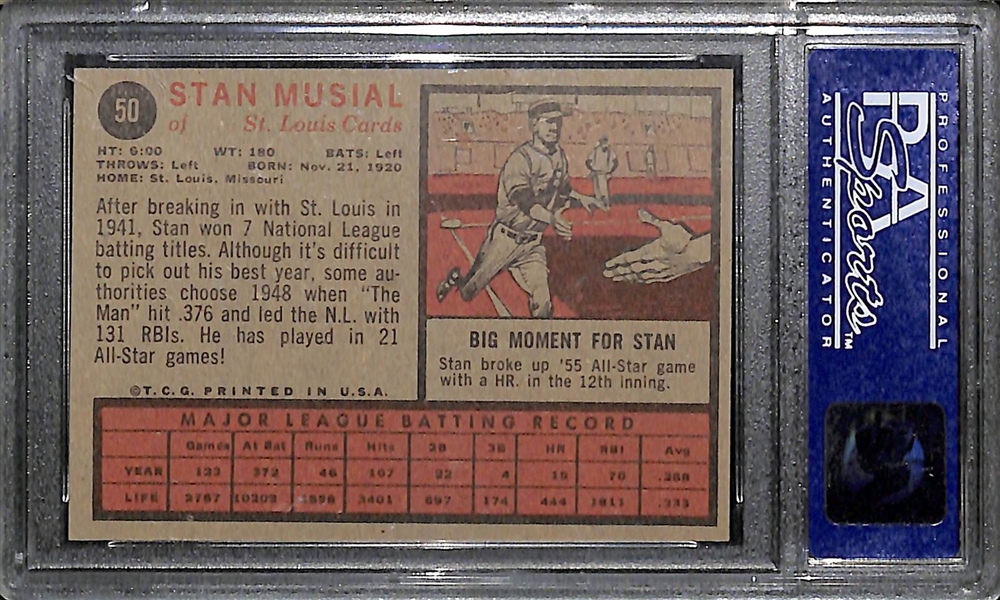 1962 Topps Stan Musial #50 Graded PSA 7 NM