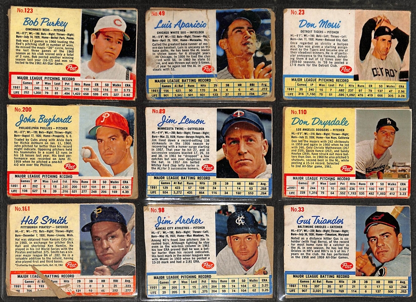 Lot of (100+) Assorted Baseball Star Cards from 1950s-1960s w. 1962 Post Mickey Mantle