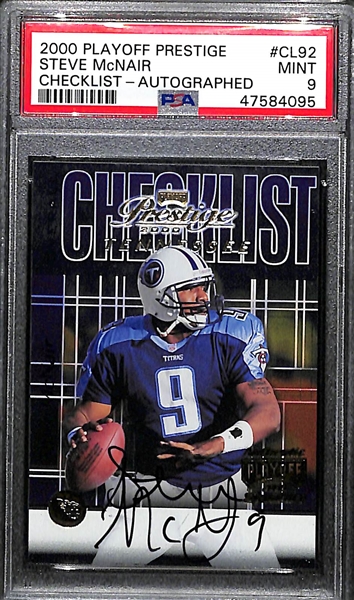 2000 Playoff Prestige Steve McNair Checklist Autograph Card PSA 9 Mint (Rare - d. 2006 at 36 Years Old)