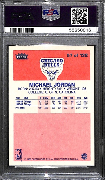 1986-87 Fleer Michael Jordan #57 Rookie Card Graded PSA 5