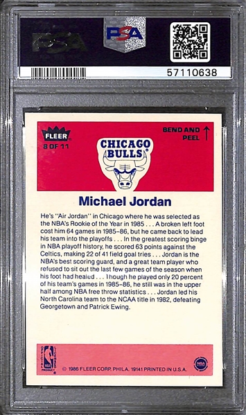 1986-87 Fleer Michael Jordan #8 Rookie Sticker Graded Authentic