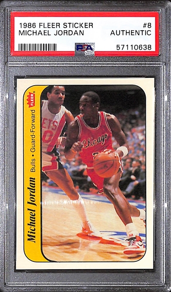 1986-87 Fleer Michael Jordan #8 Rookie Sticker Graded Authentic