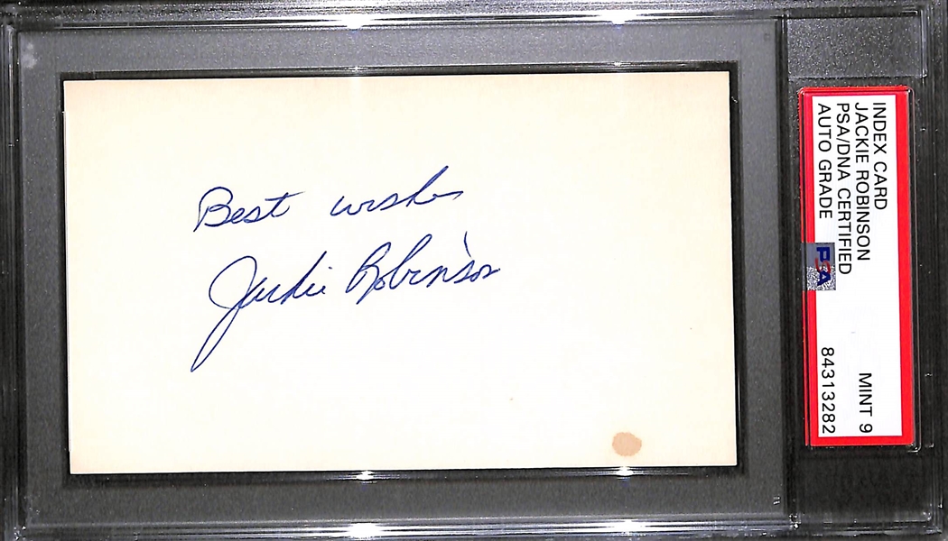 Jackie Robinson Signed Index Card (PSA/DNA Encased - Autograph Grade 9)