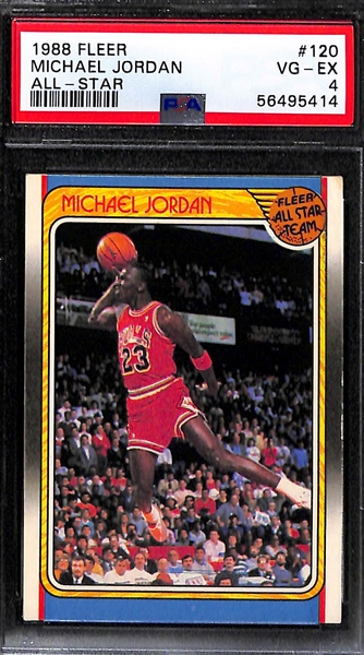 1988-89 Fleer Michael Jordan #17 3rd Year Card Graded PSA 7 and #120 All-Star Graded PSA 4