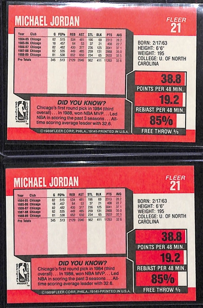 Lot of (2) 1989-90 Fleer Michael Jordan #21 Cards (4th Year)