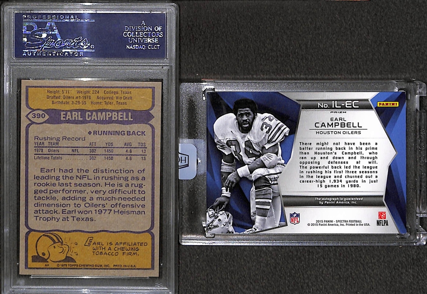 1979 Topps Earl Campbell RC PSA 9 w. 2018 Spectra Autograph 1/1