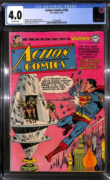 1953 Action Comics #182 CGC 4 Superman on Cover!
