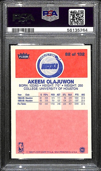 1986-87 Fleer Hakeem Olajuwon Rookie Card #82 Graded PSA 9