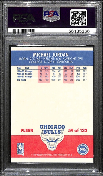 1987-88 Fleer Michael Jordan 2nd Year Card #59 Graded PSA 8