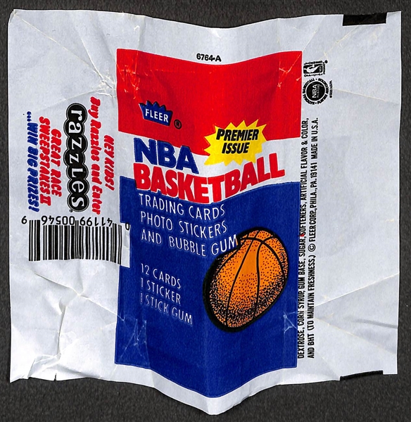 Empty 1986-87 Fleer Basketball Wax Box w/ (1) Opened Wrapper