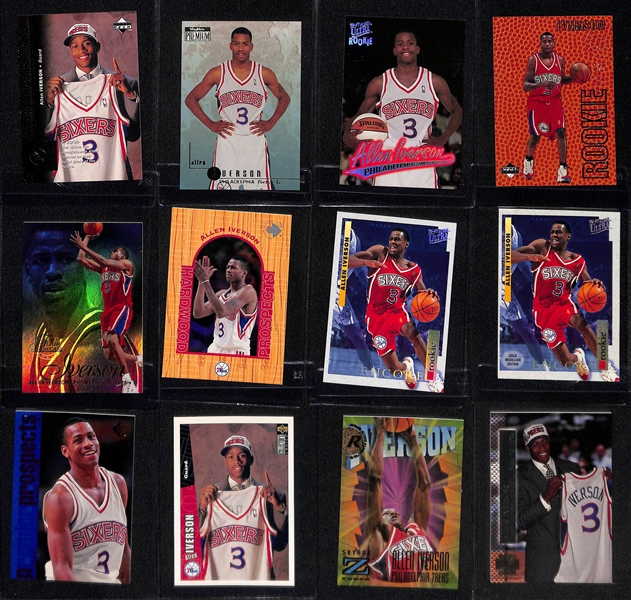 (24) Allen Iverson Rookie Cards and (4) 2nd Year Cards Inc, Rookies From Upper Deck, Fleer, and Topps Products