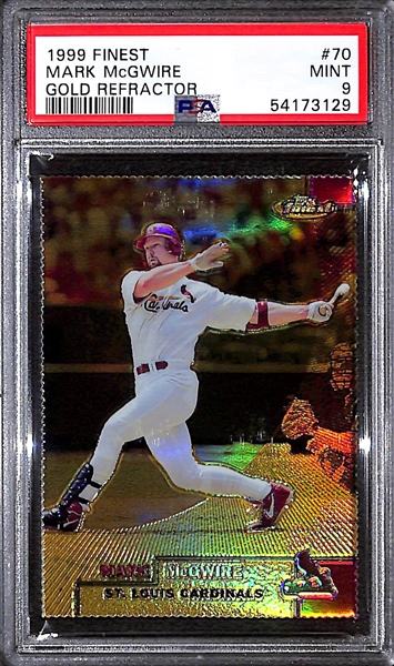 1999 Topps Finest Mark McGwire Gold Refractor Graded PSA 9 Mint