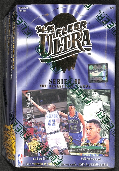 1994-95 Fleer Ultra Basketball Series 2 Factory Sealed Hobby Box - Potential Michael Jordan Cards and Various Insert Sets