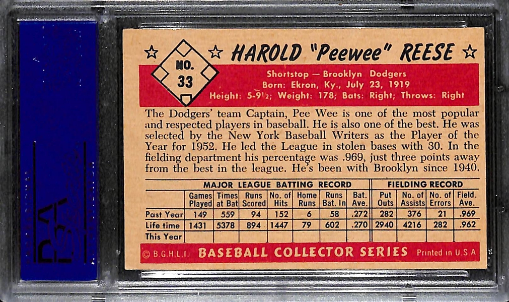 1953 Bowman Color Pee Wee Reese #33 Iconic In-Action Card Graded PSA 6