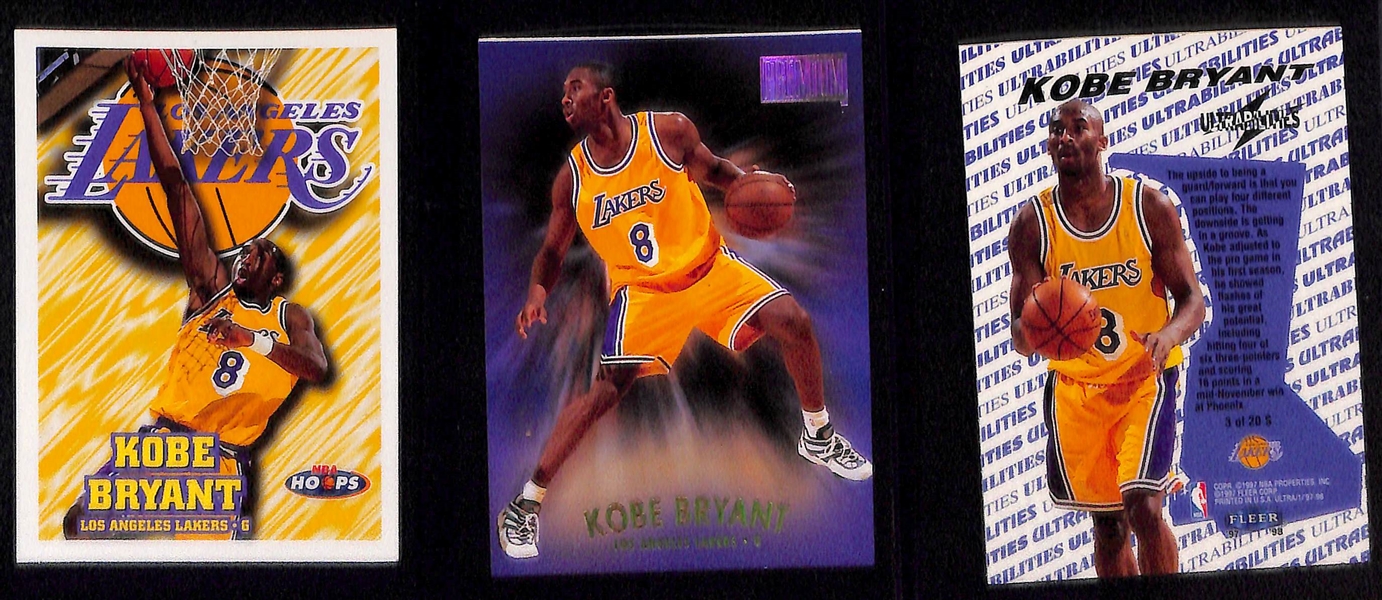 Lot of (7) Kobe Bryant Rookie & 2nd Year Cards Inc. Fleer Ultra and (2) Press Pass Rookie Cards