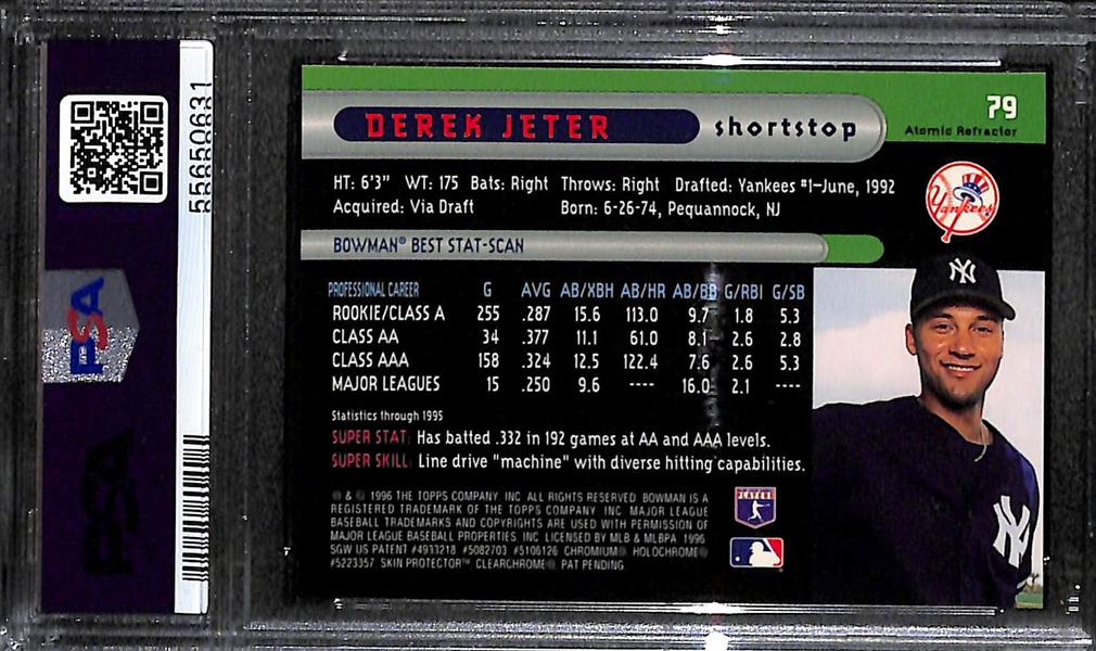 1996 Bowman's Best Derek Jeter #79 Atomic Refractor Graded PSA 9 - Rookie MLB Year