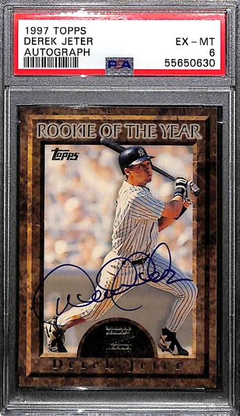 1997 Topps Rookie of the Year Derek Jeter Autograph Card Graded PSA 6