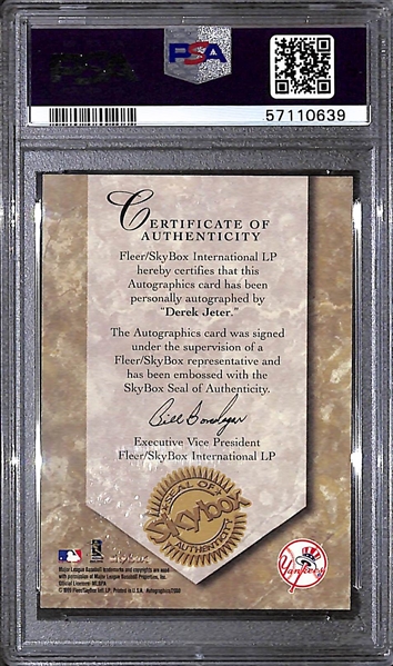 1999 Skybox Premium Autographics Derek Jeter Signed Card Graded PSA Authentic
