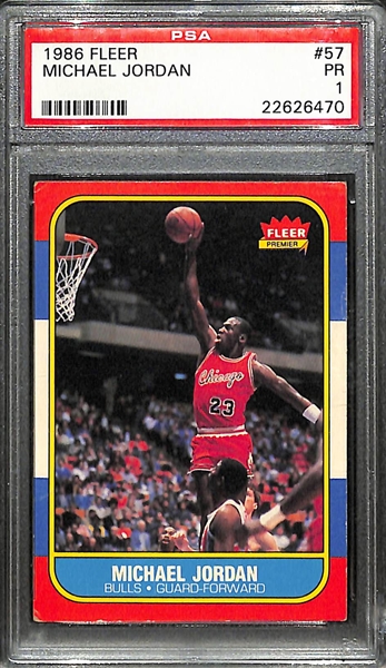 1986-87 Fleer Basketball Michael Jordan Rookie Card #57 Graded PSA 1
