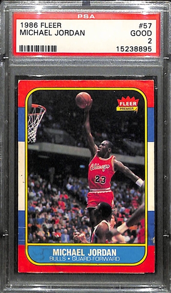 1986-87 Fleer Basketball Michael Jordan Rookie Card #57 Graded PSA 2