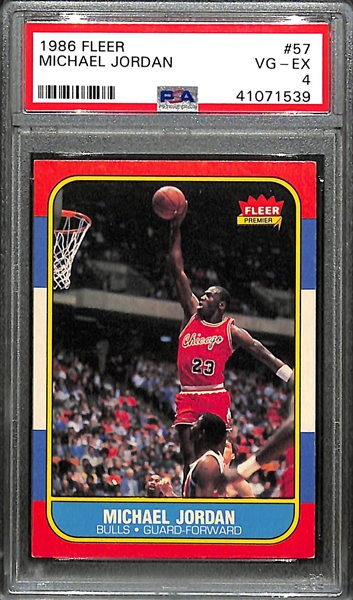1986-87 Fleer Basketball Michael Jordan Rookie Card #57 Graded PSA 4