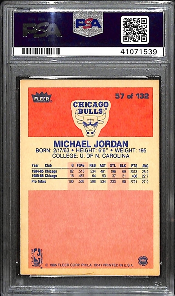 1986-87 Fleer Basketball Michael Jordan Rookie Card #57 Graded PSA 4