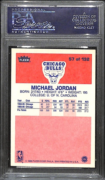 1986-87 Fleer Basketball Michael Jordan Rookie Card #57 Graded PSA 5