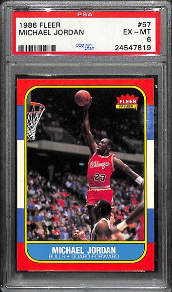 1986-87 Fleer Basketball Michael Jordan Rookie Card #57 Graded PSA 6