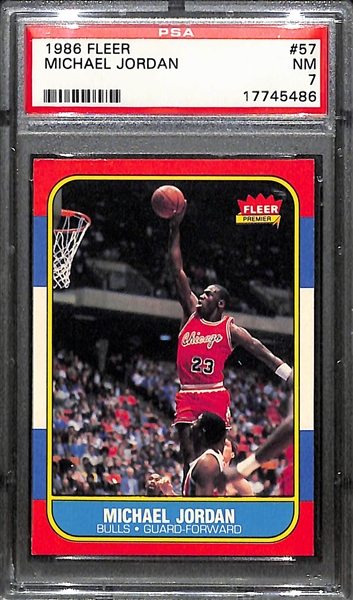 1986-87 Fleer Basketball Michael Jordan Rookie Card #57 Graded PSA 7
