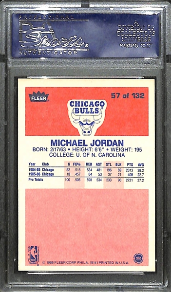 1986-87 Fleer Basketball Michael Jordan Rookie Card #57 Graded PSA 7