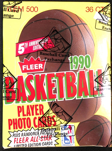 1990 Fleer Basketball Unopened Wax Pack Box - BBCE Sealed