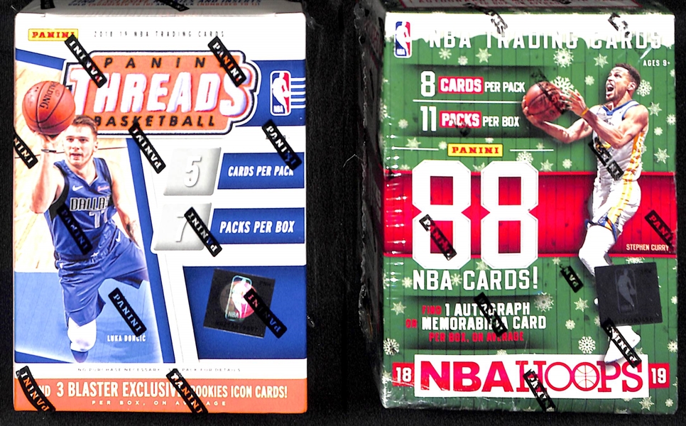 Lot of (2) Panini 2018-19 SEALED Blaster Boxes - Threads & Hoops Holiday Basketball - Potential for Luca Doncic Rookie!