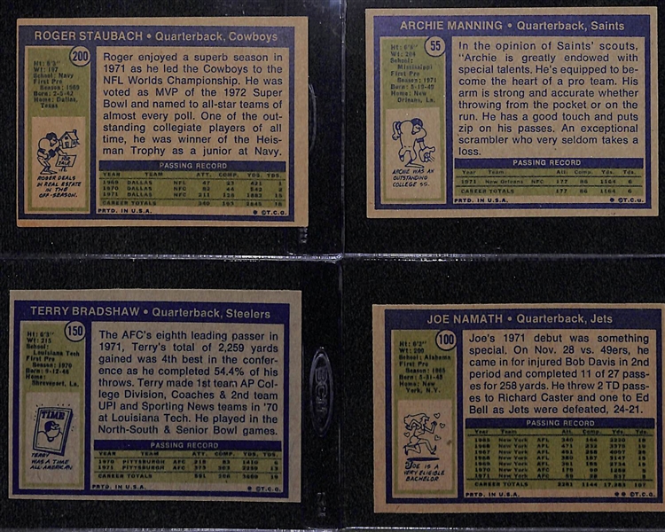 1972 Topps Football Complete Set of 263 Cards w. Roger Staubach Rookie Card