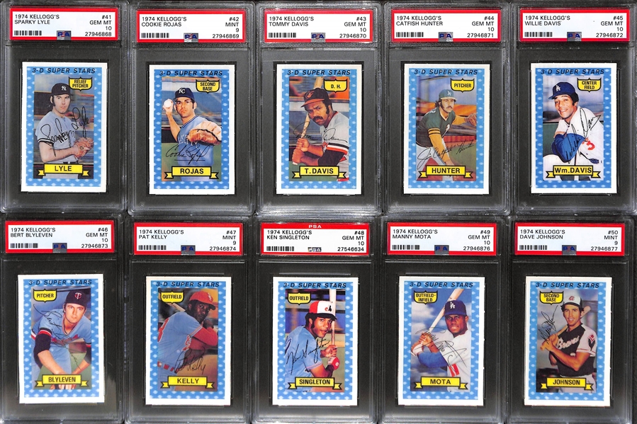 1974 Kellogg's Baseball Complete Set of 54 Cards - All PSA Graded - w. 28 PSA 10s! 