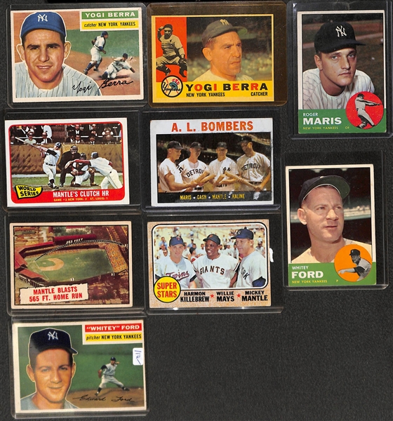 Lot of (9) 1950's and 1960's Yankee Stars Inc. 1956 Topps Yogi Berra