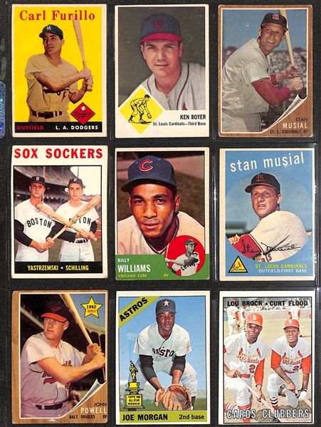 Lot of (260+) Assorted Late 1950s/1960s Topps Baseball Cards w. 1959 Topps Stan Musial