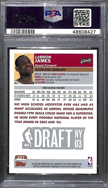 2003-04 Topps Lebron James #221 Rookie Card Graded PSA 8 NM-MT